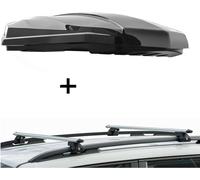 BOX DE TOP STRIKE 440 litres noir brillant + porte-rails CRV135 compatible avec Fiat Doblo Malibu 01-10
