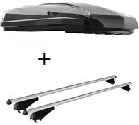 BOX DE TOP STRIKE 440 litres noir brillant + porte-rails Tiger XL compatible avec BMW X1 F48 à partir de 15 ans
