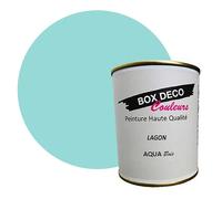 BOX DECO COULEURS Peinture bois intérieur extérieur à base d'acrylique aspect velours-satin Aqua Bois - 750ml, Bleu Lagon