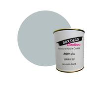 BOX DECO COULEURS Peinture bois intérieur extérieur à base d'acrylique aspect velours-satin Aqua Bois - 750ml, Gris Bleu