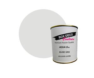 BOX DECO COULEURS Peinture bois intérieur extérieur à base d'acrylique aspect velours-satin Aqua Bois - 750ml, Blanc Gris