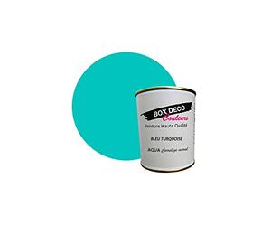 BOX DECO COULEURS Peinture carrelage et faïence murale à base de laque polyuréthane mono-composante aspect velours-satin Aqua carrelage - 750 ml / 7.5m², Bleu Turquoise