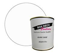 BOX DECO COULEURS Peinture meuble bois intérieur à base d'acrylique aspect mat Aqua Bois - 750 ml, Blanc Cassé