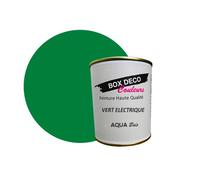BOX DECO COULEURS Peinture meuble bois intérieur à base d'acrylique aspect mat Aqua Bois - 750 ml, Vert Electrique