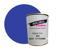 BOX DECO COULEURS Peinture meuble bois intérieur à base d'acrylique aspect velours-satin Aqua Bois - 750 ml / 9m², Bleu Outremer