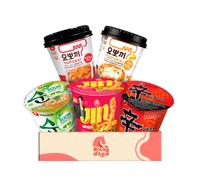 Box Découverte Nouilles Coréennes Cup - Lot de 5 Bols Ramyun & Tteokbokki | Shin Ramyun, Jin Ramen Spicy, Soon Veggie, Tteokbokki Cheese et Sweet & Spicy - Coffret Cadeau Corée