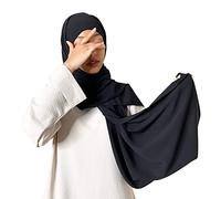 Box for sister - Foulard Hijab Femme Musulmane en Soie de Médine - Bonnet intégré - Tissu de Qualité Premium - Facile à enfiler Idéal Débutante - Marque française - Noir