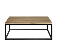 BOX FURNITURE DS Dropshipping Table Basse iCub, Noir, Dimensions 120 x 80 x 37 cm, Design Vintage Industriel, en Bois de pin Enduit avec Structure en Tube d'acier