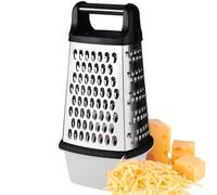 Box Grater - 430 Stainless Steel 23cm, Cheese Slicer, Ergonomic Handle | Four Sided Blades, Stainless Steel Tool, Vegetable Shredder For Potatoes, Carrots, Cucumbers, Ginger, Vegetables