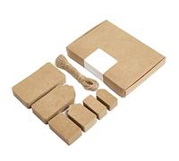 Box.it.pack.it Lot de 200 étiquettes cadeaux en papier kraft, marron, formes mixtes, avec ficelle, 9 x 5 cm, 5 x 3 cm, 4 x 2 cm, 8 x 4 cm, 5 x 3 cm, 4 x 2 cm