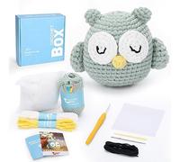 Box Kit Complet de Crochet pour Débutants - Kit Chouette Endormie, Tutoriels Vidéo Étape par Étape, Motif Animal avec Tout le Matériel Nécessaire - Cadeau