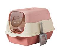 Box litière avec couvercle, litière couverte, 13 x 19 x 12 Grand bac à litière avec couvercle, litière entièrement fermée, mignon litière avec scoop et couvercle amovible pour les chats jusqu'à 15 lb