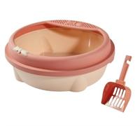 Box litière pour Animaux de Compagnie Cat Potty Semi-fermé à litière pour Chats Ouverts Accessoires DE Cage DE LIT Page Top Cage Kitty PIRAGE Pet PAN PAN FOURNIS pour Voyage (Rose, 35X33X14 CM)