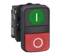 Schneider Electric XB5AL734155 Bouton-poussoir double pression, Harmony XB5, plastique, 22 mm, vert, Rouge, marqué E/S, palpage