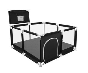 Box per Bambini con Succhiatori, Versione potenziata 2025 Recinto per Baby Tessuto Oxford 300D, Centro Attività per Bambini, Facile da Montare e da Pulire-126 * 126 * 66 cm - Nero