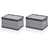 Box Pliables Caisse Pliable 60 x 40 x 32 avec Couvercle Inclus Mètre Gratuit - Lot de 2
