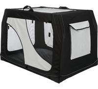Box Pour Chien Vario - Taille L : 99 X 65 X 71/61 Cm - Cadre Métallique Solide - S'ouvre Sur 3 Côtés - Poches Extérieures - Protection Pare-Chocs - Sac De Transport Inclus - Matelas Aspect Fourrure D