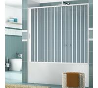 Rollplast BAST1LONCC28160 Pare-baignoire style accordéon, Ø 160 x 150 cm de hauteur, PVC, 1 côté, 1 volet, ouverture latérale, blanc