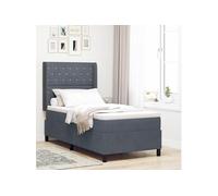 Box Spring de avec Matelas Gris Foncé 100x200 cm en Velours 3341943