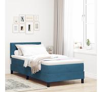 Box Spring VidaXL avec Matelas Bleu Foncé Simple Velours