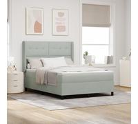 Box Spring VidaXL avec Matelas & Lumière LED Gris Clair 140x200 cm Velours