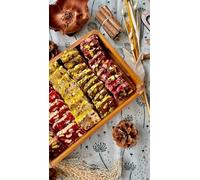 Box square lokum (fitil) 750gr - Turkish delights mix de différentes variétés loukoum frais et traditionnel qualité artisanale à la pistache