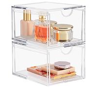 Boxalls 2 Lots de tiroirs de Cosmétiques Maquillage en Acrylique, Boîte de Rangement Transparente pour le Meuble-lavabo, le Cabinet, le Comptoir, la alle de Bain