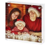 Boxalls Cadre photo 20,3 x 20,3 cm en acrylique transparent, sans cadre, cadre photo de 20,3 x 20,3 cm avec cadre magnétique double face transparent pour bureau