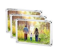 Boxalls Cadres Photo en Acrylique 13 x 18 cm - Lot de 3, Cadres Photo de Bureau sans Cadre avec Magnétique, Double Face Transparent