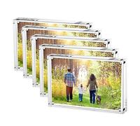 Boxalls Cadres Photo en Acrylique 13 x 18 cm - Lot de 5, Cadres Photo de Bureau sans Cadre avec Magnétique, Double Face Transparent