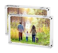 Boxalls Cadres Photo en Acrylique 15 x 20 cm - Lot de 2, Cadres Photo de Bureau sans Cadre avec Magnétique, Double Face Transparent