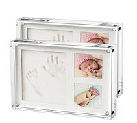 Boxalls Cadres Photo en Acrylique 9 x 13 cm - Lot de 2, Cadres Photo de Bureau sans Cadre avec Magnétique, Double Face Transparent
