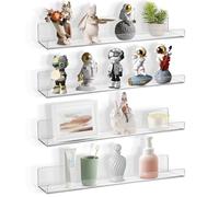Boxalls Lot de 4 étagères murales en acrylique transparent de 38,1 cm pour salle de bain, chambre à coucher, cuisine, salle variée, étagères imperméables en acrylique haute transparence