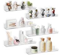 Boxalls Lot de 6 étagères murales en acrylique transparent de 38,1 cm pour salle de bain, chambre à coucher, cuisine, salle variée, étagères imperméables en acrylique haute transparence