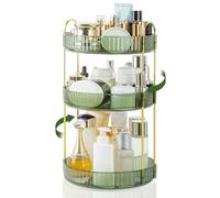 Boxalls Organiseur de Maquillage Rotatif, Grande Capacité de Rangement à 360 Degrés, Organisateur pour Coiffeuse Carrousel pour Soins de la Peau (3 Étages, Verte)
