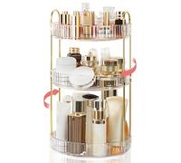 Boxalls Organiseur de Maquillage Rotatif, Grande Capacité de Rangement à 360 Degrés, Organisateur pour Coiffeuse Carrousel pour Soins de la Peau (3 Étages, Transparente)