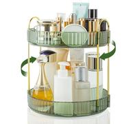 Boxalls Organiseur de Maquillage Rotatif, Grande Capacité de Rangement à 360 Degrés, Organisateur pour Coiffeuse Carrousel pour Soins de la Peau (2 Étages, Verte)