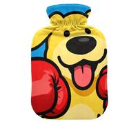 Boxe Bouillotte avec housse souple pour chien Jaune 2 l