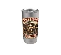 Boxe Crochet Gauche Lifestyle Old School Prizefighter Boxer Gobelet isotherme en acier inoxydable double paroi