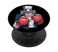Boxe Patriotique avec Sam et Chapeau Haut de Forme Cool Oncle PopSockets PopGrip Adhésif