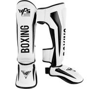 Boxe Protège-Tibias Cou-De-Pied, Protège-Tibias Et Pieds Mixte, MMA Jambe Tibia Protection, Protection des Jambes Et des Pieds, Réglable pour Arts Martiaux, Sparring E,S