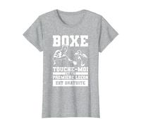 Boxe Touche-Moi Et Ta Première Leçon Est Gratuite Boxeur T-Shirt, Femme, Gris Chiné, L