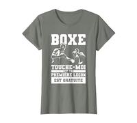 Boxe Touche-Moi Et Ta Première Leçon Est Gratuite Boxeur T-Shirt, Femme, Vert Kaki chiné, L