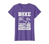 Boxe Touche-Moi Et Ta Première Leçon Est Gratuite Boxeur T-Shirt, Femme, Violet Chiné, XXL