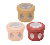 Boxedhome Ensemble de boîtes de conservation pour sauce, 3 pièces, marron, couvercle anti-fuite à filetage, empilables, réutilisables, idéal pour sandwich, salade et déjeuner