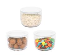 Boxedhome Lot de 3 boîtes de conservation des aliments, blanc cassé, couvercle à filet, empilables, réutilisables, idéal pour graines de chia, pudding, yaourt, salade, céréales