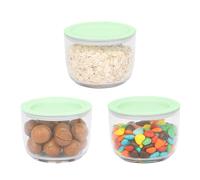 Boxedhome Lot de 3 boîtes de conservation des aliments, vert, couvercles filet, empilables, réutilisables, pour yaourt, chia, graines, pudding et salade