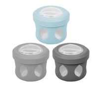 Boxedhome Lot de 3 boîtes de conservation des sauces, bleu, couvercle à filetage anti-fuite, empilables, réutilisables, compatibles avec des contenants pour salade, sandwich et déjeuner