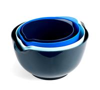 Boxedhome Lot de bols de mélange, 4 pièces, bleu, fond antidérapant, sans BPA, empilables, réutilisables, idéal pour le préparation des repas, les salades et la pâtisserie