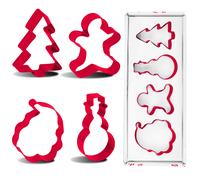 Boxedhome Set de découpeurs à biscuits de Noël, 4 pièces, rouge, coffret cadeau, acier inoxydable 430, inclut des moules pour arbre de Noël, homme de pain d'épices, bonhomme de neige et Père Noël, idé